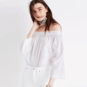 MADEWELL White Clean Off the Shoulder Top Shirt P501 size small women’s blouse